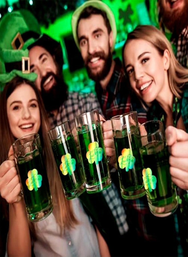 RUPOFUZA 500Pcs St. Patrick's Day Stickers Laser Green Shamrock Clover Stickers Roll 1.2in Holographic Self-Adhesive Waterproof Sticker Decor for Irish Holiday Party Scrapbook Journal Envelopes Decorations - Image 4