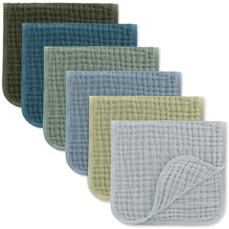 Comfy Cubs مناديل تجشؤ مريحة من كومفي كابس 20" × 10"، عبوة من 6 - كبيرة، 6 طبقات، فائقة الامتصاص 100% قطن لزلال الأطفال والفوضى - مجموعة مناديل تجشؤ ناعمة وآمنة ولطيفة للأطفال للأولاد والبنات - متعددة الألوان للأولاد - Image 1