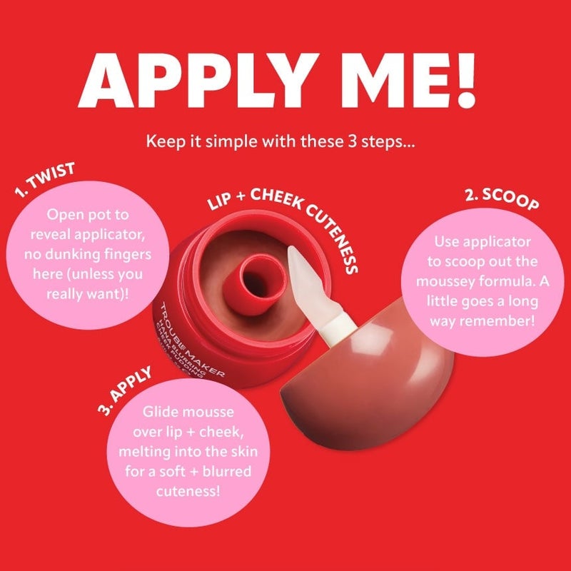 Trouble Maker Little Pudding Blurring Lip + Cheek Mousse Mochi N - Image 3