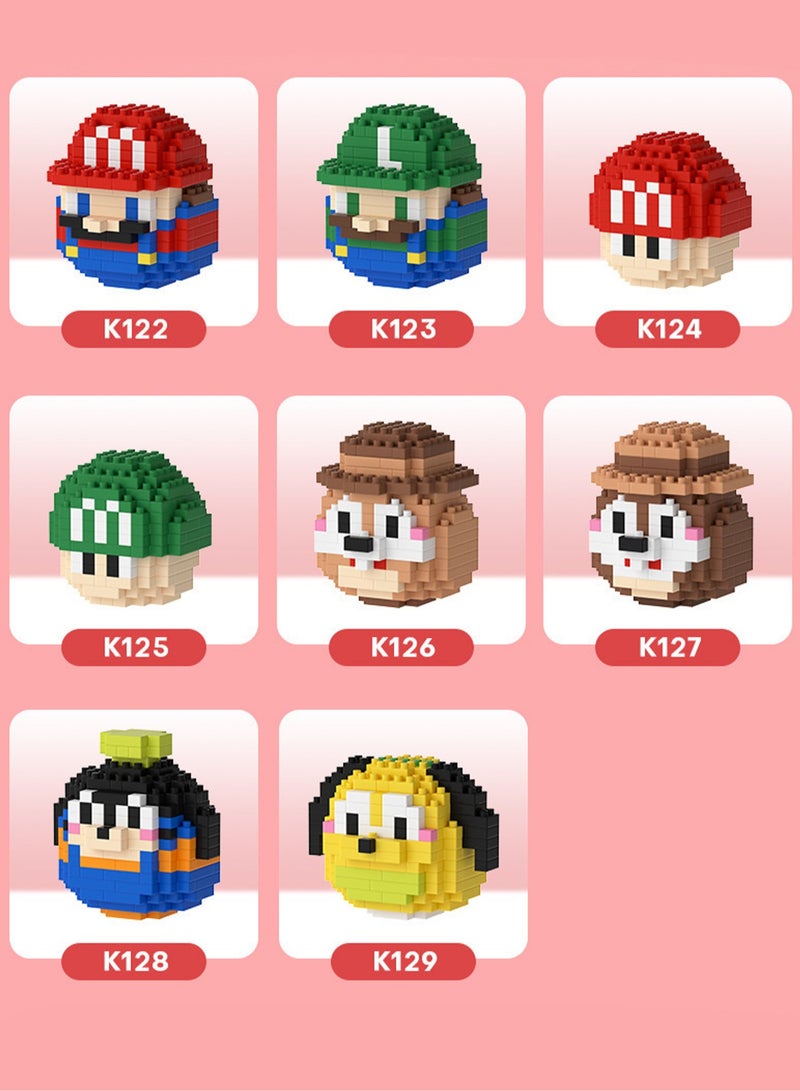 Daruma Egg Cartoon Doll Series Building Blocks Desktop Ornaments Children's Assembly Toys - Super Mario 8-piece Set, Holiday Gift/Birthday Gift/Children's Toy - Image 2