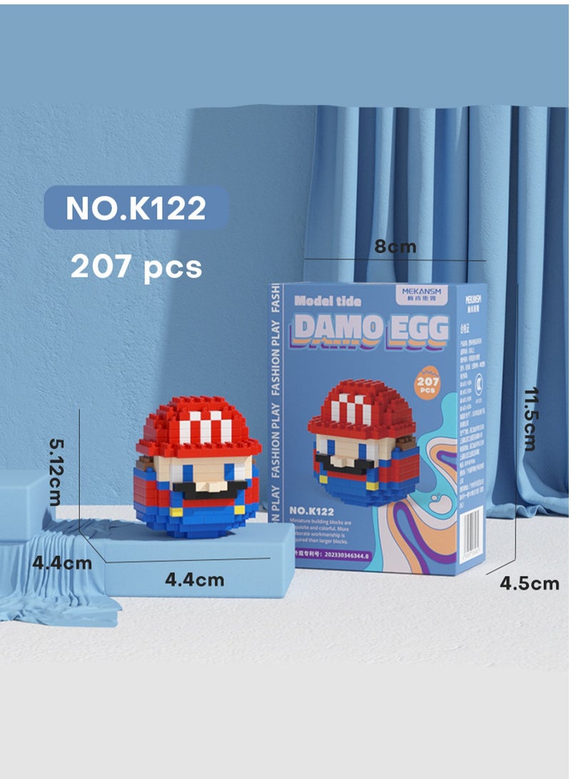 Daruma Egg Cartoon Doll Series Building Blocks Desktop Ornaments Children's Assembly Toys - Super Mario 8-piece Set, Holiday Gift/Birthday Gift/Children's Toy - Image 3