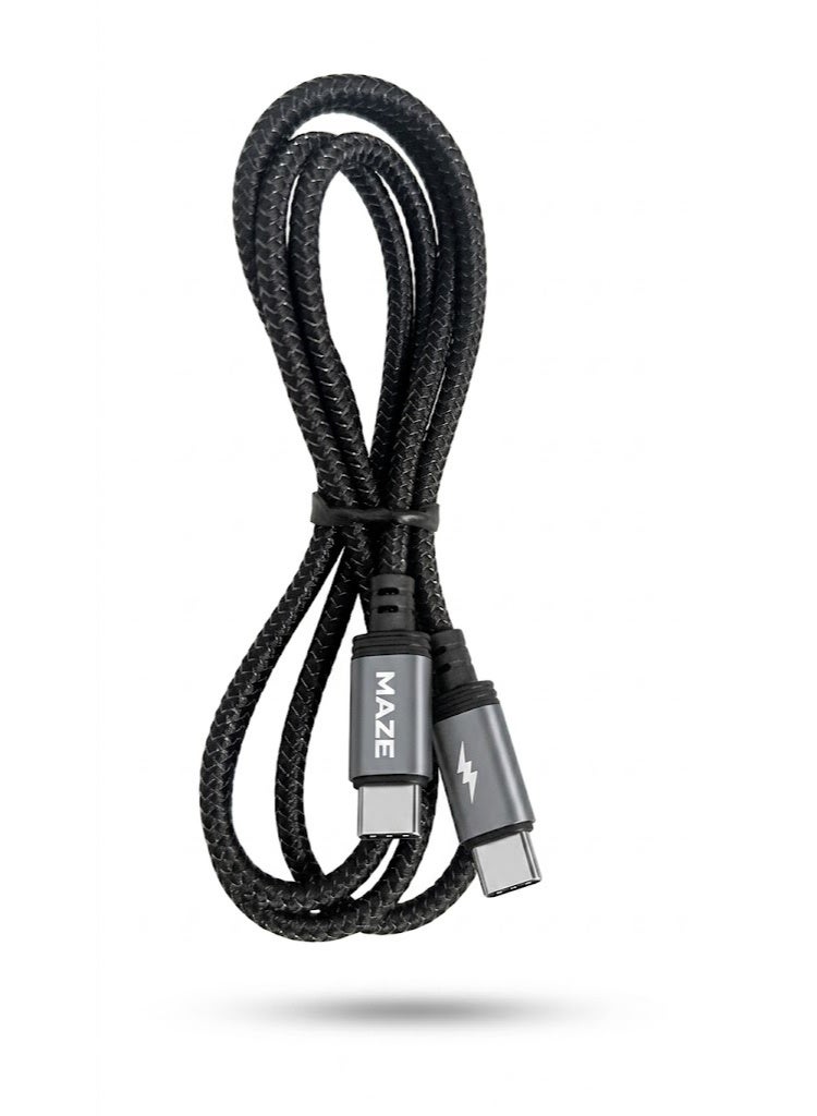 ميذ كابل USB-C إلى USB-C للشحن السريع بقوة 65 واط – يدعم تقنية الشحن السريع (PD) ونقل البيانات بسرعة 480 ميجابت في الثانية، يتميز بتصميم متين ومجدول من النايلون ومقاوم للانحناء، بطول 1 متر، ومتوافق مع الهواتف الذكية والأجهزة اللوحية وأجهزة الكمبيوتر المحمولة. - Image 1