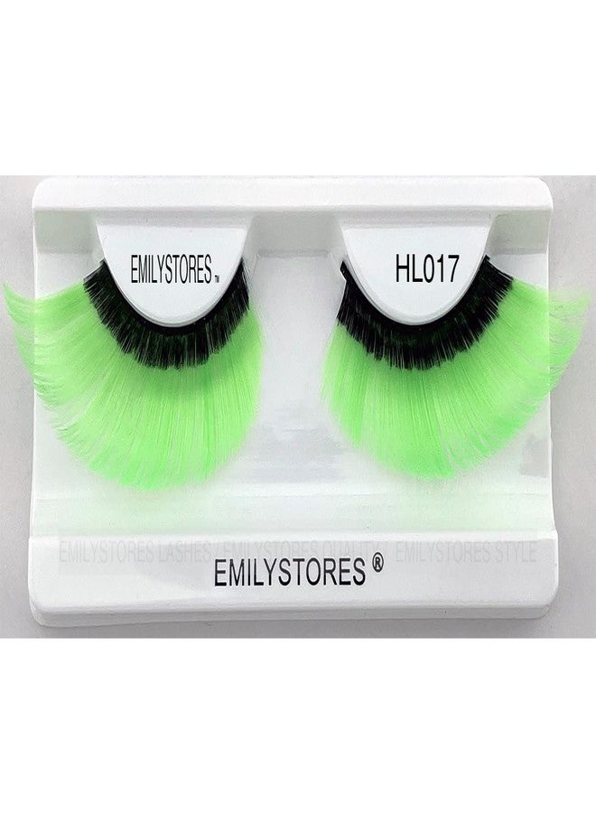 EMILYSTORES Black and Neon Green False Eyelashes, Dramatic Halloween Costume Lashes, 1 Pair - Image 1