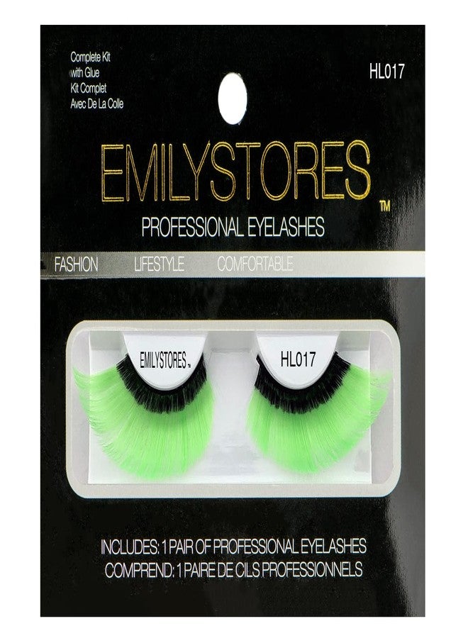 EMILYSTORES Black and Neon Green False Eyelashes, Dramatic Halloween Costume Lashes, 1 Pair - Image 2