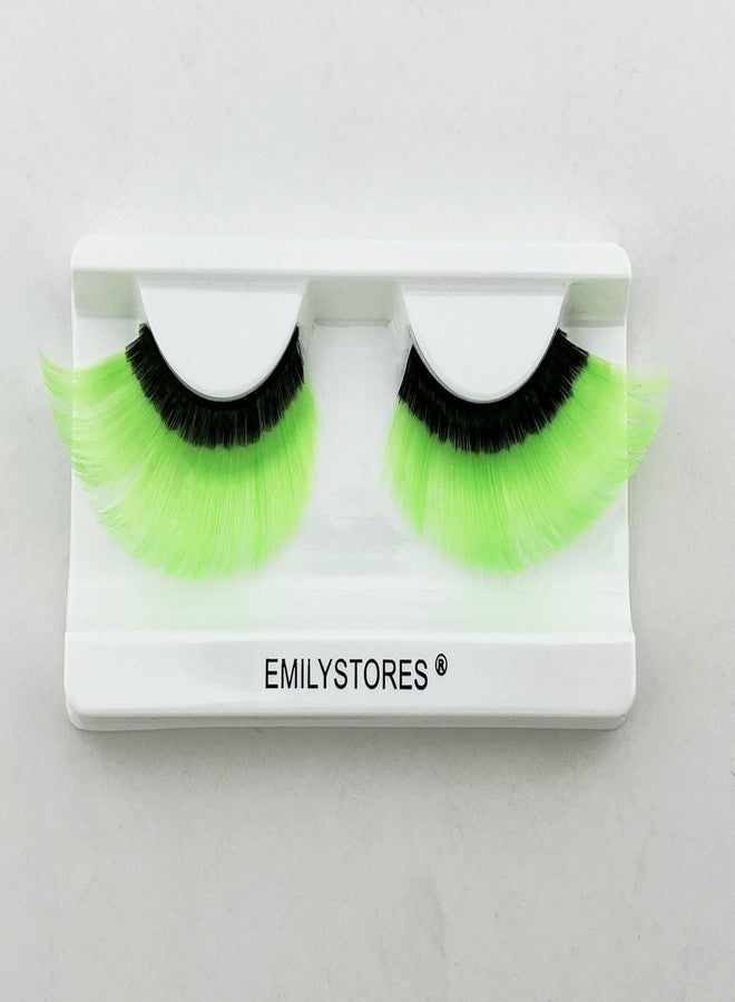 EMILYSTORES Black and Neon Green False Eyelashes, Dramatic Halloween Costume Lashes, 1 Pair - Image 4
