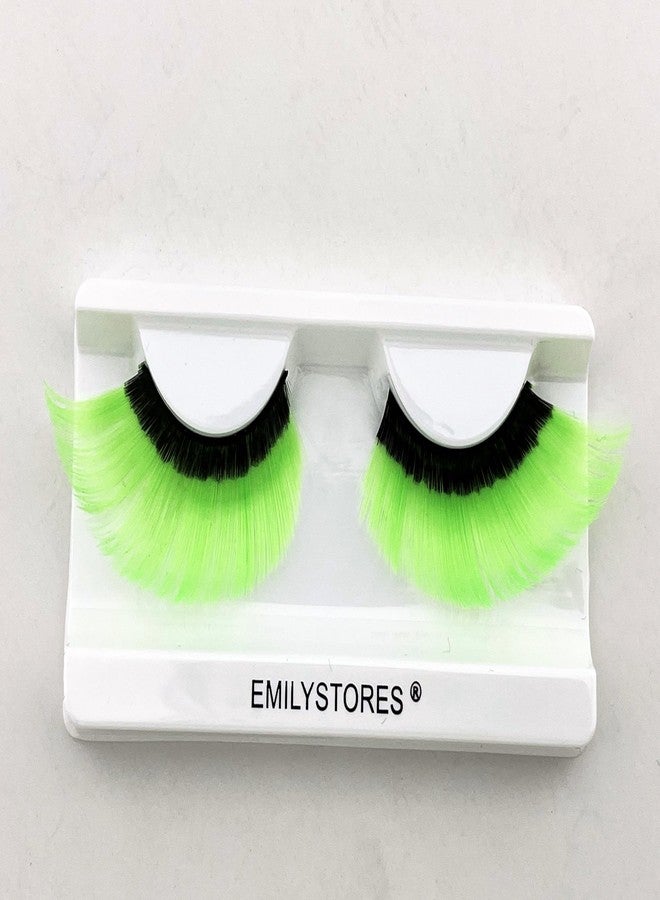 EMILYSTORES Black and Neon Green False Eyelashes, Dramatic Halloween Costume Lashes, 1 Pair - Image 3