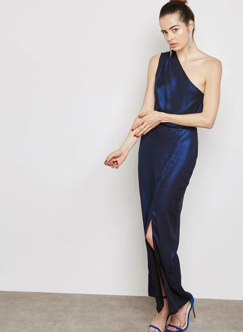 Missguided Petite Petite One Shoulder Shimmer Maxi Dress