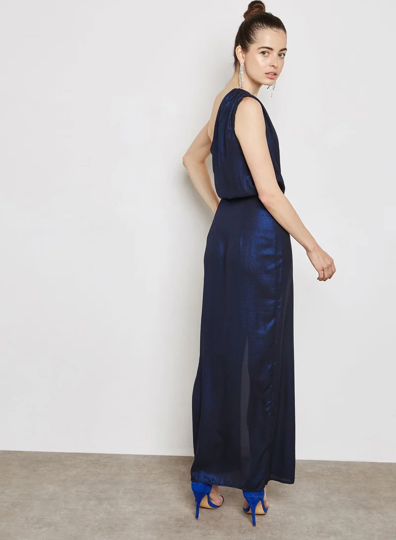 Missguided Petite Petite One Shoulder Shimmer Maxi Dress