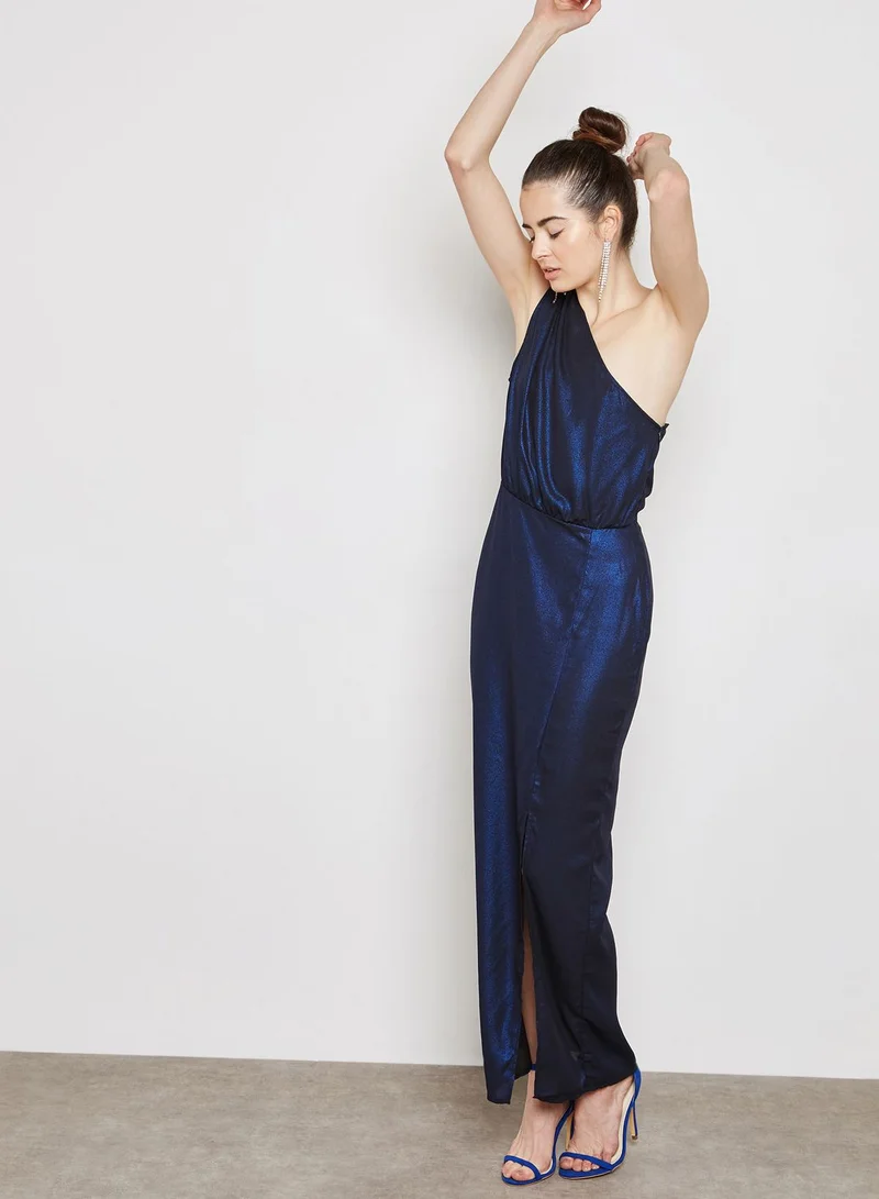 Missguided Petite Petite One Shoulder Shimmer Maxi Dress