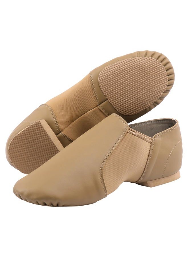 Linodes (Tent Leather Upper Jazz Shoe Slip-on for Women and Men's Dance Shoes, Brown, 11 Women/10.5 Men - Image 4