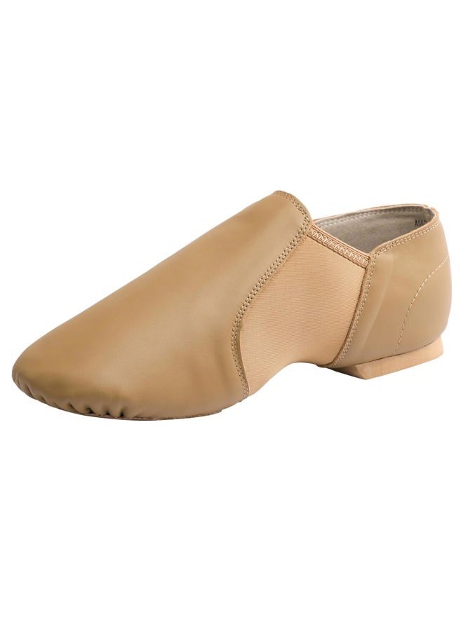 Linodes (Tent Leather Upper Jazz Shoe Slip-on for Women and Men's Dance Shoes, Brown, 11 Women/10.5 Men - Image 1