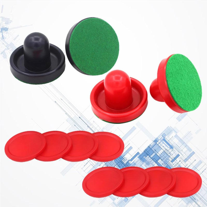 96mm Air Hockey Pucks Set 16pcs with Felt Protectors Red and Dark Blue Handles - Image 5
