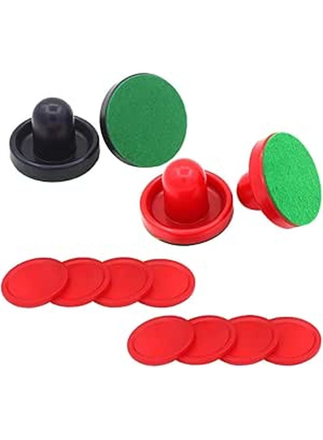 96mm Air Hockey Pucks Set 16pcs with Felt Protectors Red and Dark Blue Handles - Image 1
