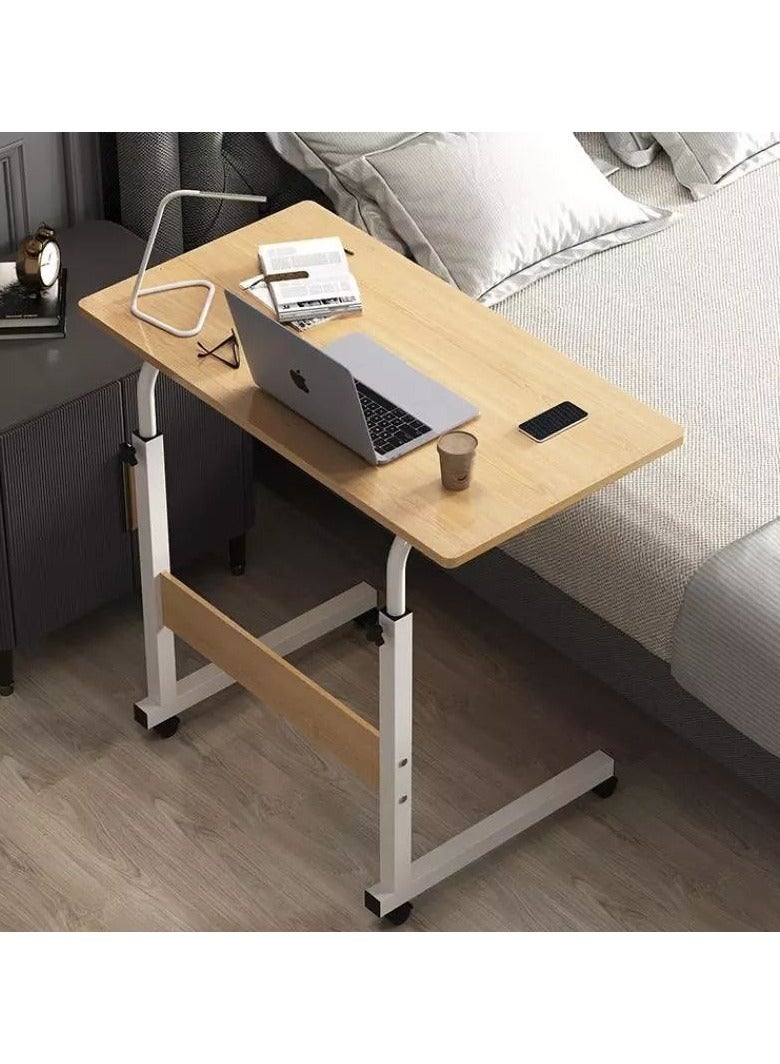 ماركة غير محددة مكتب كمبيوتر وترابيزة جانبية متعددة الاستخدامات – خشب MDF وهيكل معدني – ارتفاع قابل للتعديل – تصميم أنيق بعجلات  - Image 3