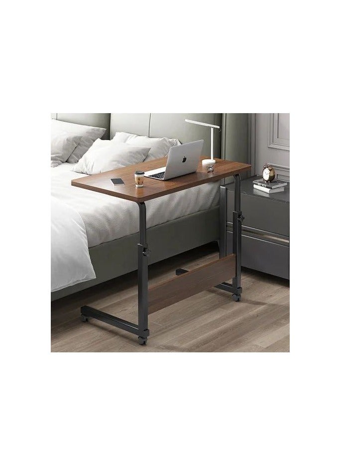 ماركة غير محددة مكتب كمبيوتر وترابيزة جانبية متعددة الاستخدامات – خشب MDF وهيكل معدني – ارتفاع قابل للتعديل – تصميم أنيق بعجلات  - Image 4