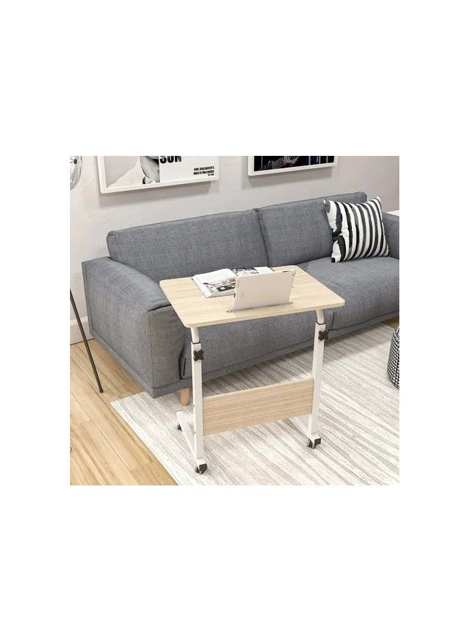 ماركة غير محددة مكتب كمبيوتر وترابيزة جانبية متعددة الاستخدامات – خشب MDF وهيكل معدني – ارتفاع قابل للتعديل – تصميم أنيق بعجلات  - Image 5