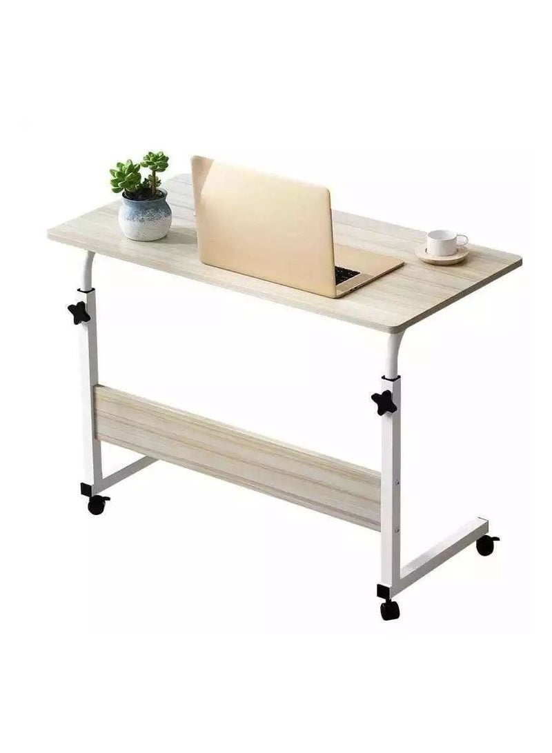 مكتب كمبيوتر وترابيزة جانبية متعددة الاستخدامات – خشب MDF وهيكل معدني – ارتفاع قابل للتعديل – تصميم أنيق بعجلات - Image 1