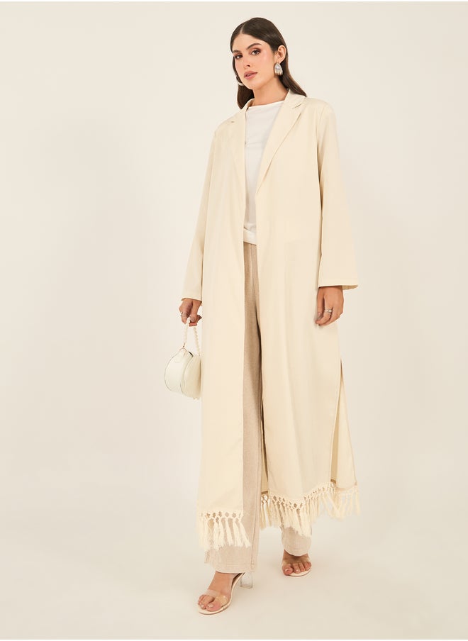 Styli Regular Fit Collared Kimono with Fringe Trim  - Image 2