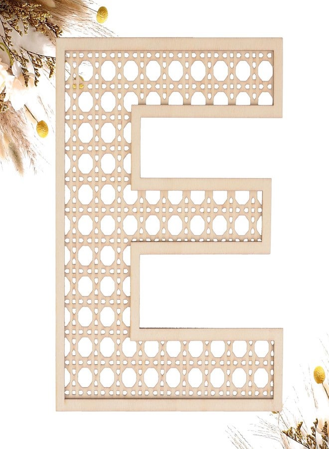 She Love Wooden Rattan Letters 8 inch Wood Letters E for Wall Decor Crafts Boho Nursery Decor for Baby Shower Wedding Bedroom Name Signs Large Rustic Letter Home Decoration - Image 1