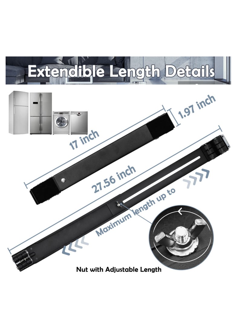 SYOSI Universal Extendable Furniture Appliances Rollers, Strong Mover Tools with 24 Roller & Brake Equipment Strong Base for Washing Machines Refrigerators Dryers for Mobile Wheels Bearing 600LB - Black  - Image 4