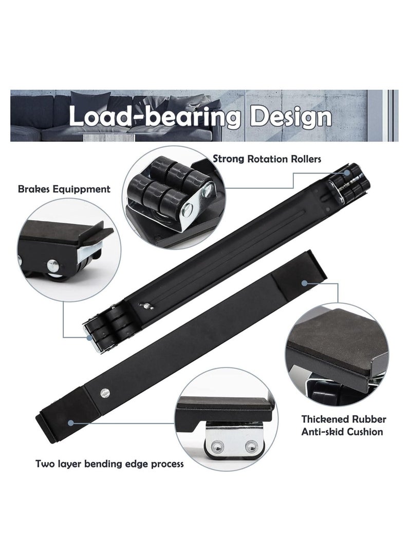 SYOSI Universal Extendable Furniture Appliances Rollers, Strong Mover Tools with 24 Roller & Brake Equipment Strong Base for Washing Machines Refrigerators Dryers for Mobile Wheels Bearing 600LB - Black  - Image 2