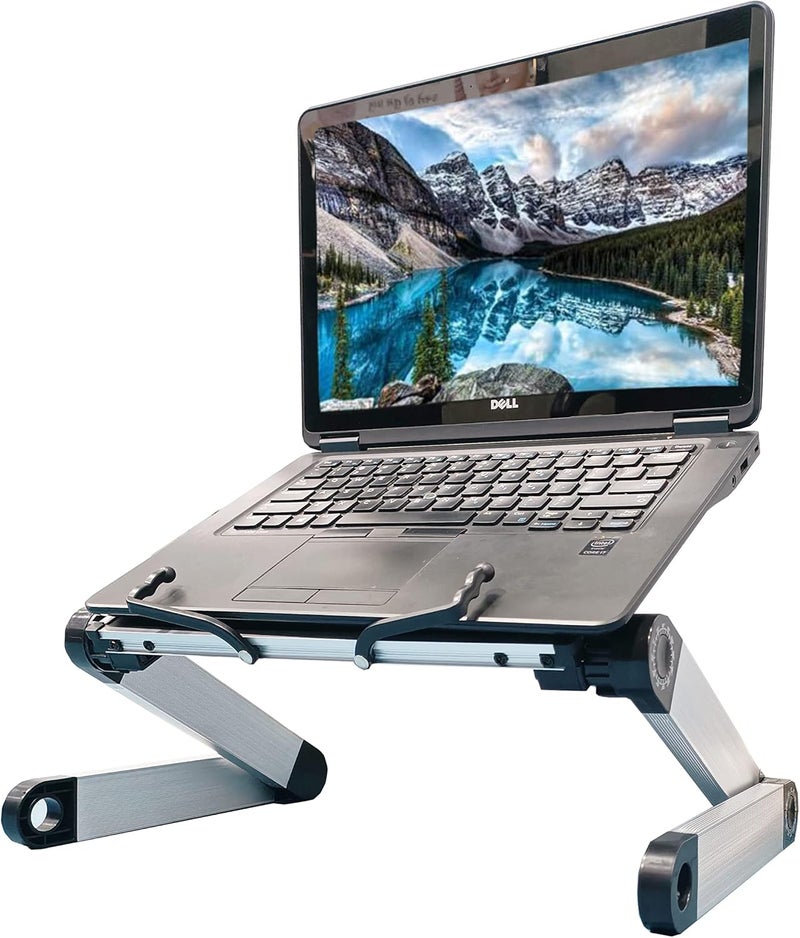 Kriva Adjustable Ergonomic Book Holder, Aluminum Laptop Table Stand with Side Clips, Multiple Heights, Angles, Portable Cookbook Stand for Textbook, Recipe, Tablet, TV, Bed, Workstation - Image 1