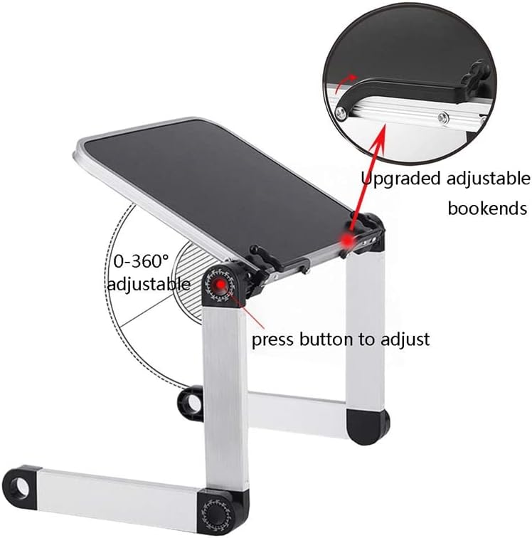 Kriva Adjustable Ergonomic Book Holder, Aluminum Laptop Table Stand with Side Clips, Multiple Heights, Angles, Portable Cookbook Stand for Textbook, Recipe, Tablet, TV, Bed, Workstation - Image 5