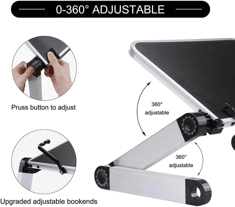 Kriva Adjustable Ergonomic Book Holder, Aluminum Laptop Table Stand with Side Clips, Multiple Heights, Angles, Portable Cookbook Stand for Textbook, Recipe, Tablet, TV, Bed, Workstation - Image 2