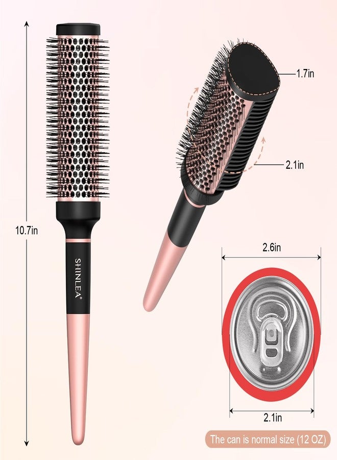 SHINLEA فرشاة دائرية لتجفيف الشعر، فرشاة شعر دائرية سيراميكية مطورة 2 في 1 لتجفيف الشعر، وتصفيفه، وتمليسه، وتجعيده، وتكثيفه، وفك تشابكه (قطر الأسطوانة 1.7 بوصة، وطول الشعيرات 2.1 بوصة) - Image 2