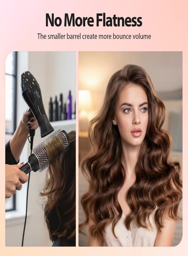SHINLEA فرشاة دائرية لتجفيف الشعر، فرشاة شعر دائرية سيراميكية مطورة 2 في 1 لتجفيف الشعر، وتصفيفه، وتمليسه، وتجعيده، وتكثيفه، وفك تشابكه (قطر الأسطوانة 1.7 بوصة، وطول الشعيرات 2.1 بوصة) - Image 5
