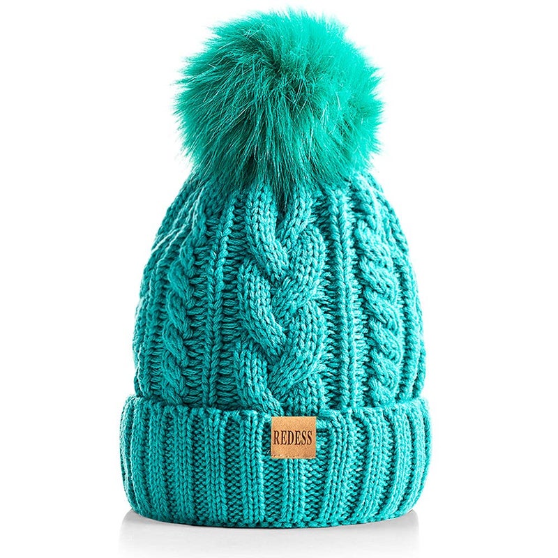 REDESS Women Winter Pompom Beanie Hat with Warm Fleece Lined, Thick Slouchy Snow Knit Skull Ski Cap - Image 1