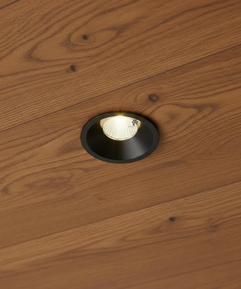 Mufasa 12 Watts Black Body Round LED COB Spotlight, Focuslight, Down False Ceiling Light, Pop Light (Warm White) (Pack of 1) - Image 1