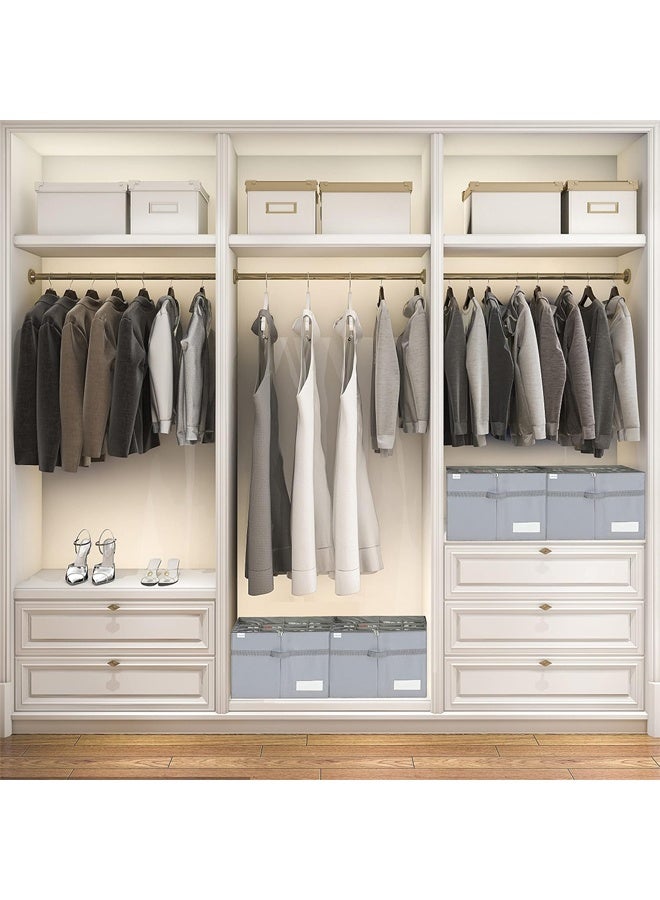 DUNISO Shoe Organizer for Closet, Large Shoe Box Storage Containers with Reinforced Handles, Foldable Shoe Storage Bins with Bottom Support, Space Saving，Dustproof,Durable，Fits up to 16 Pairs, 53*42*33cm，Grey - Image 3