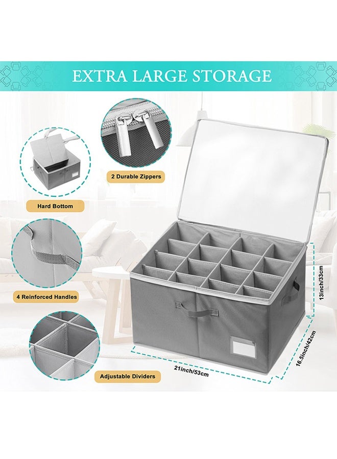 DUNISO Shoe Organizer for Closet, Large Shoe Box Storage Containers with Reinforced Handles, Foldable Shoe Storage Bins with Bottom Support, Space Saving，Dustproof,Durable，Fits up to 16 Pairs, 53*42*33cm，Grey - Image 2