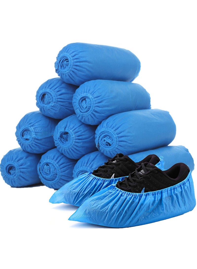 NIBEMINENT 100pcs Disposable Hygienic Shoe Boot Covers, Durable CPE Material, Recyclable, Waterproof Dustproof Non-slip Shoes Protective Cover for Construction Workplace Indoor Carpet Floor Protection - Image 1