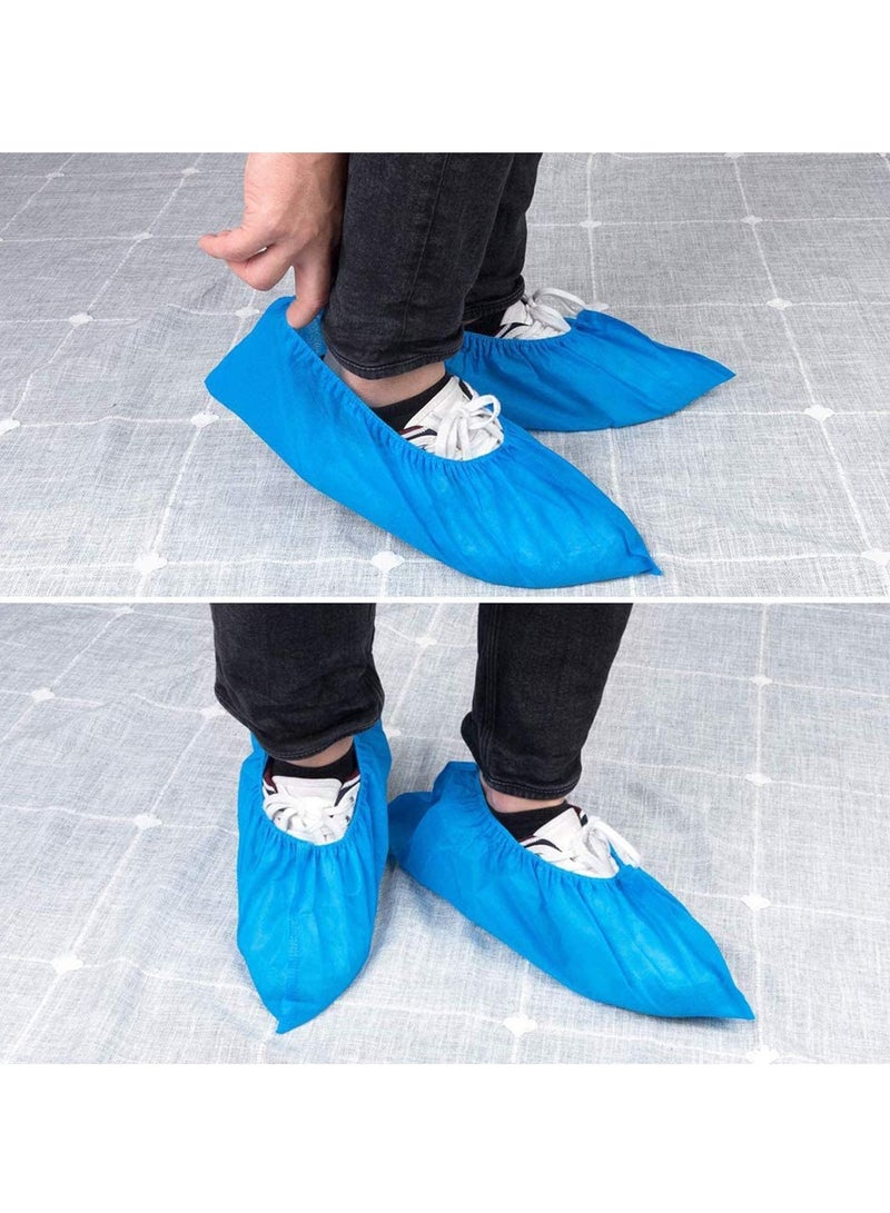 NIBEMINENT 100pcs Disposable Hygienic Shoe Boot Covers, Durable CPE Material, Recyclable, Waterproof Dustproof Non-slip Shoes Protective Cover for Construction Workplace Indoor Carpet Floor Protection - Image 4