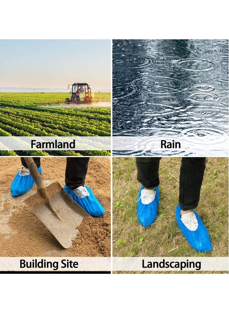 NIBEMINENT 100pcs Disposable Hygienic Shoe Boot Covers, Durable CPE Material, Recyclable, Waterproof Dustproof Non-slip Shoes Protective Cover for Construction Workplace Indoor Carpet Floor Protection - Image 5