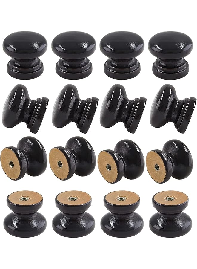 The Bros 12 Pcs Black Wood Dresser Knobs, Mushroom Shape Wood Drawer Knobs, Wood Cabinet Knobs, Single Handle Pulls, Concise and Elegant, for Cabinet, Drawer, Dresser, Cupboard, Closet - Image 1