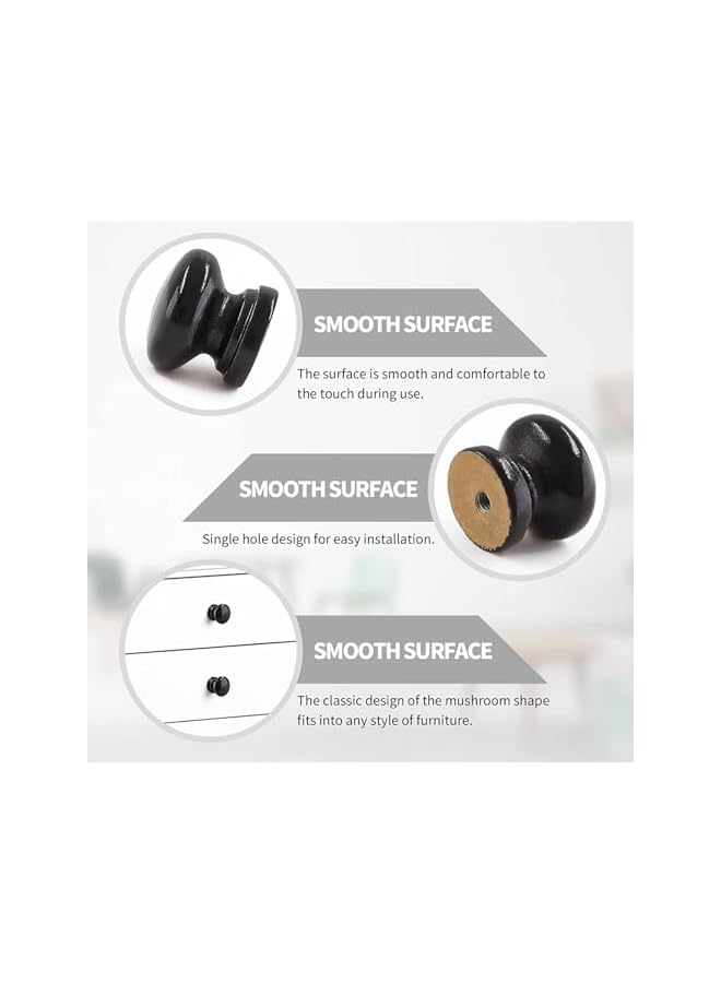 The Bros 12 Pcs Black Wood Dresser Knobs, Mushroom Shape Wood Drawer Knobs, Wood Cabinet Knobs, Single Handle Pulls, Concise and Elegant, for Cabinet, Drawer, Dresser, Cupboard, Closet - Image 4