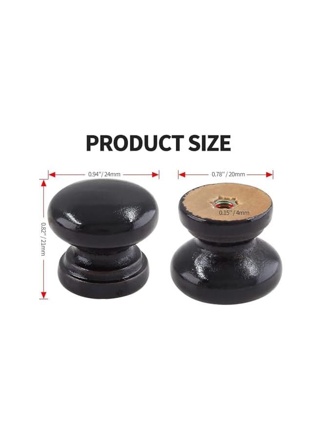 The Bros 12 Pcs Black Wood Dresser Knobs, Mushroom Shape Wood Drawer Knobs, Wood Cabinet Knobs, Single Handle Pulls, Concise and Elegant, for Cabinet, Drawer, Dresser, Cupboard, Closet - Image 2