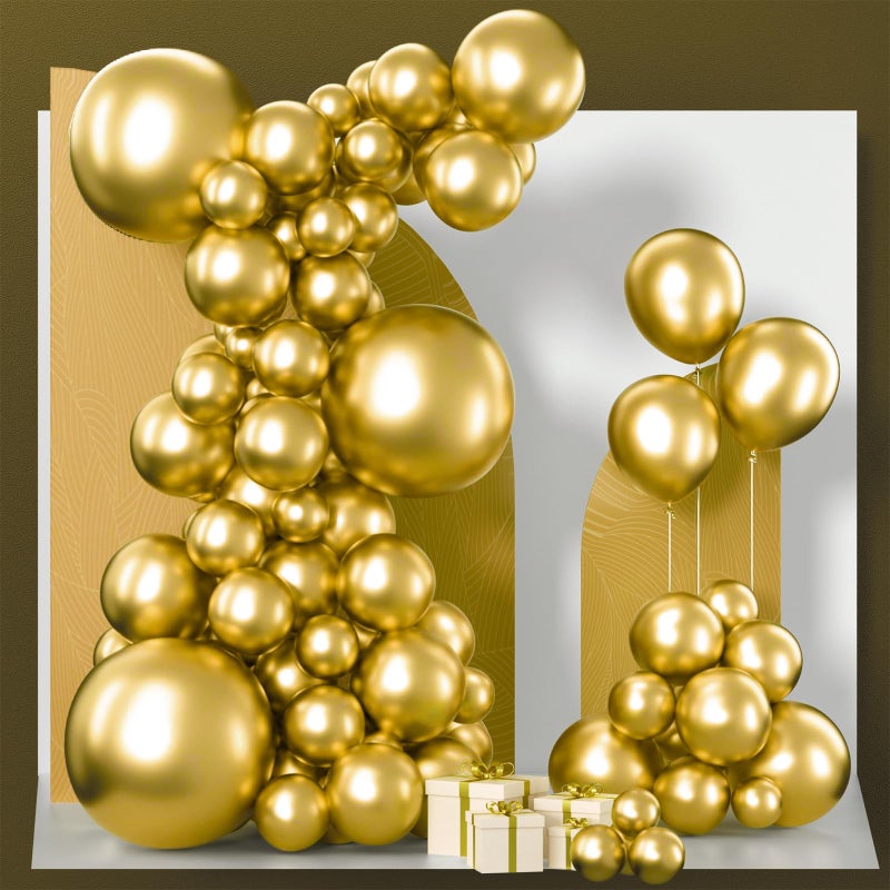 PartyWoo Metallic Gold Balloons, 85 pcs Gold Metallic Balloons Different Sizes Pack of 18 Inch 12 Inch 10 Inch 5 Inch Gold Balloons for Balloon Garland or Balloon Arch as Party Decorations, Gold-G101 - Image 1