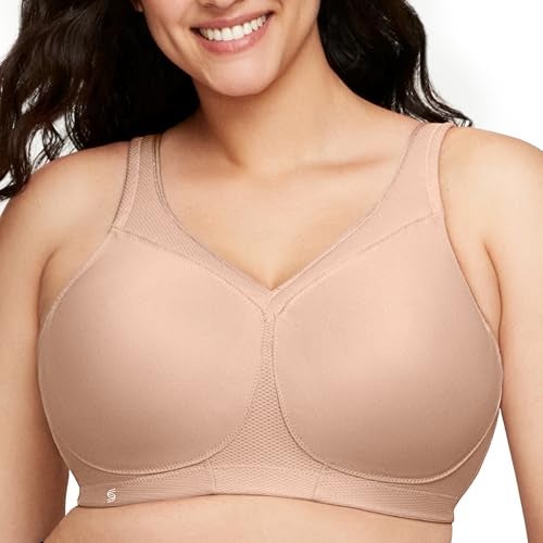 Glamorise Full Figure Plus Size MagicLift Seamless Sports Bra Wirefree #1006 Café - Image 1