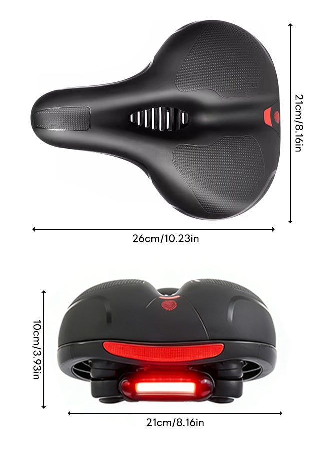 MAANGE Comfort Bike Seat with Rear LED Safety Light Waterproof Shock-Absorbing Ergonomic Revere Memory Foam Wide Saddle for Road, Mountain, Cruiser & Exercise Bikes 26*21cm - Image 4