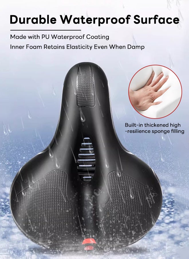 MAANGE Comfort Bike Seat with Rear LED Safety Light Waterproof Shock-Absorbing Ergonomic Revere Memory Foam Wide Saddle for Road, Mountain, Cruiser & Exercise Bikes 26*21cm - Image 3