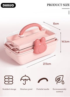 DUNISO Three-Layer Clear Plastic Storage Box,Folding Tool Box,Multipurpose Stationery Storage Box With Hidden Handle,Large Capacity Storage Box for Hair accessories and cosmetics  - Image 4