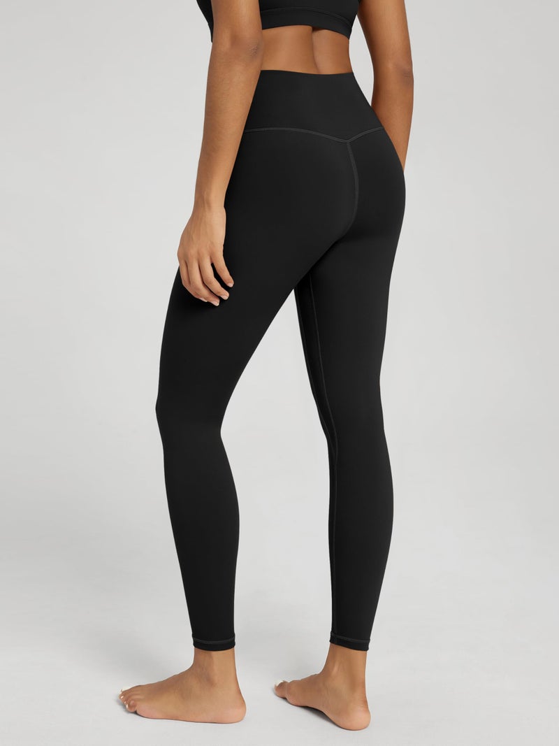 ODODOS Women's Cross Waist 7/8 Yoga Leggings with Inner Pocket, Inseam 25" Gathered Crossover Workout Yoga Pants, Black, Medium - Image 3