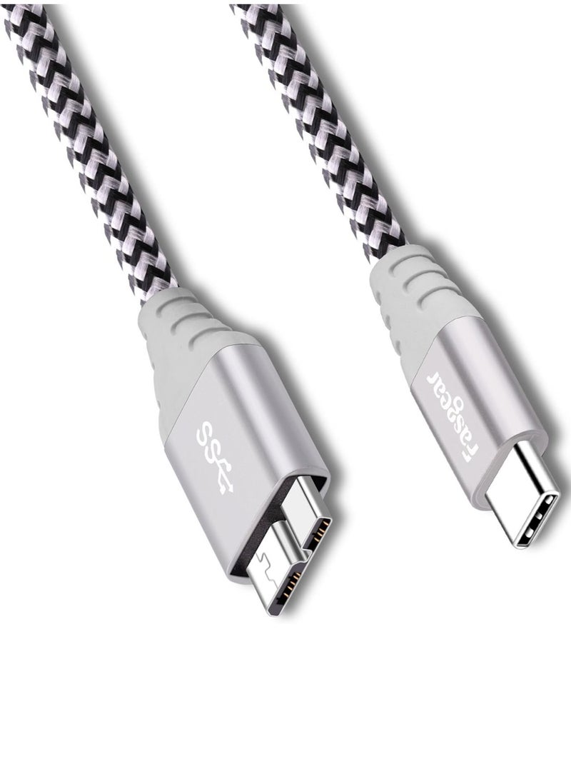 فاسجير كابل Fasgear 0.3m USB-C إلى Micro-B | نايلون مضفر | 5Gbps | شحن سريع | موصل معدني - Image 1