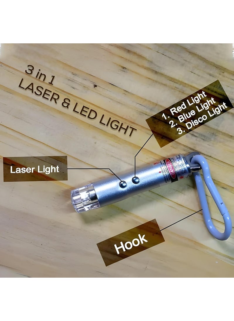 Oblivion Oblivion 3 in1 Laser Light LED Flashlight Torch Keychain Laser Pointer Silver Color  - Image 4