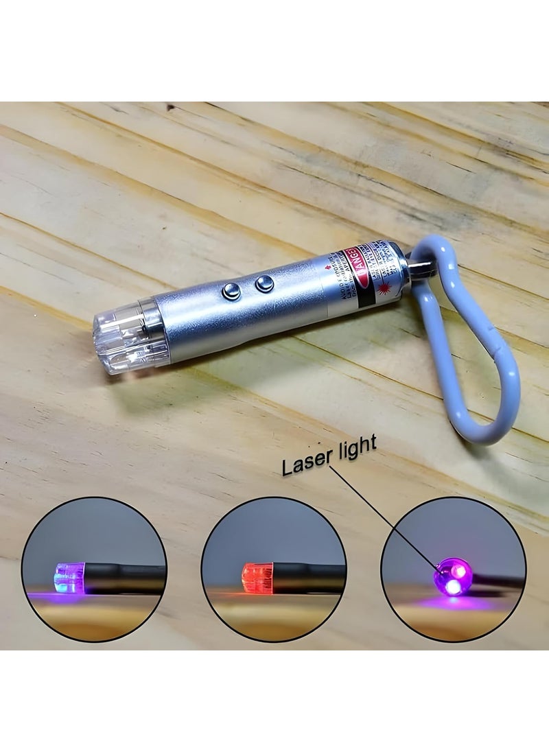 Oblivion Oblivion 3 in1 Laser Light LED Flashlight Torch Keychain Laser Pointer Silver Color  - Image 5