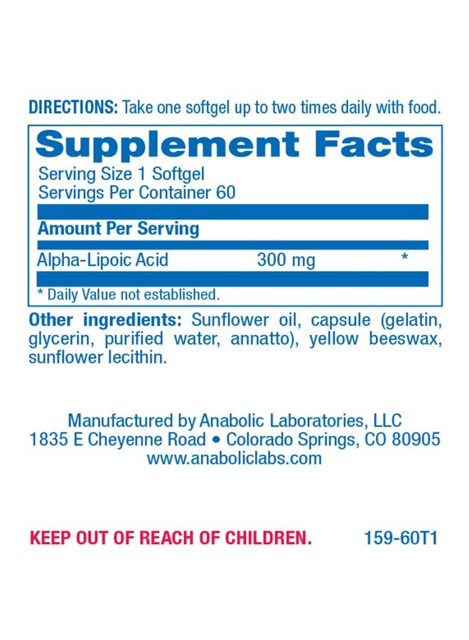 Anabolic Laboratories Alpha Lipoic Acid 300mg - 60 Softgel Supplements for Energy Production and Bone, Eye, and Nerve Health - Vital ALA 300 with Antioxidant Properties - Image 2